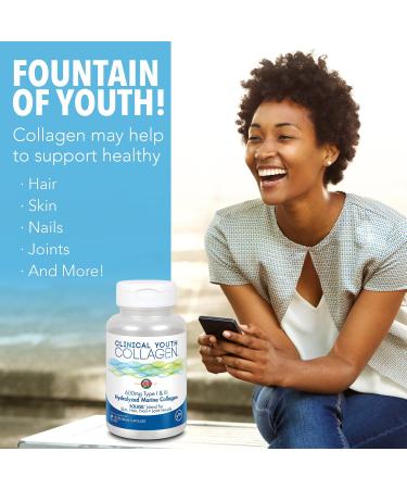 KAL Clinical Youth Collagen - 60 Vegetarian Capsules for Youthful Skin - Buy Online on GoSupps.com