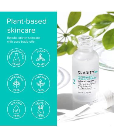 ClarityRx Get Balanced Probiotic Hydrating Face Serum Natural Plant-Based Skin-Balancing Treatment with Hyaluronic Acid & Antioxidants for Normal & Aging Skin 1 Fl Oz (Pack of 1) - Buy Online on GoSupps.com