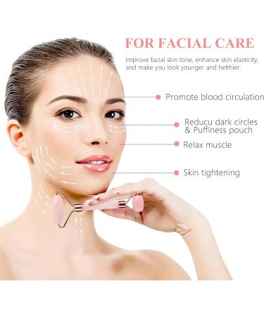 Jade Roller & Gua Sha Set Face Roller Massage Tool for Face Eyes Neck Skin Care Routine Facial Beauty Skincare Massager Tool Gifts for Women Relieve Fine Lines and Wrinkles (Pink) Pink Rollers Set - Buy Online on GoSupps.com