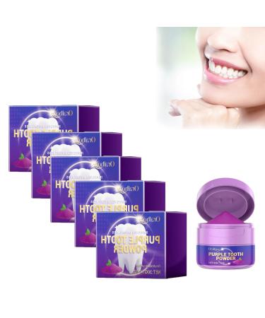 Deodorizing Teeth Whitening Powder Purple Toothpaste Powder Natural Teeth Whitening Toner Effectively Whitens Teeth and Removes Bad Breath (5PCS)
