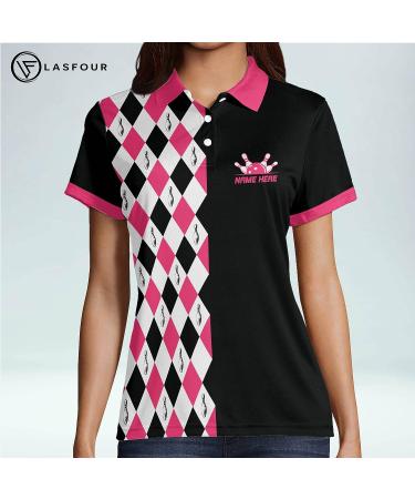 LASFOUR Personalized 3D Pink Bowling Shirt for Women | Custom Quick-Dry Jersey | Funny Womens Bowling Tee - Buy Online on GoSupps.com