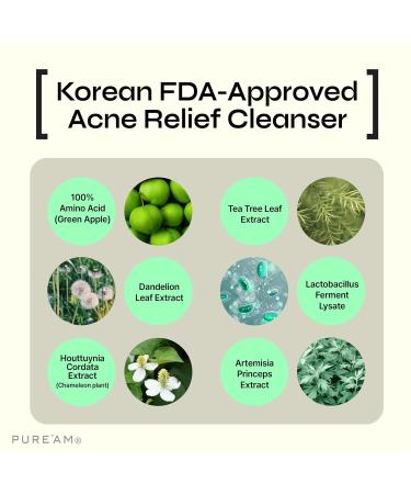 PURE'AM - Gentle Face Wash with Amino Acids Salicylic Acid - 4.05 Fl.oz 120ml - Korean Face Cleanser - Clarifying Foaming Deep Pore Cleaning pH Balancing Oil Control - Authentic Korean Skin Care 4 Ounce (Pack of 1) - Buy Online on GoSupps.com