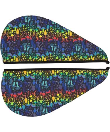Hair Towel Wrap | Quick-Dry Turban with Button | Magical Mushrooms & Flowers | Ideal Hair Drying Solution - Buy Online on GoSupps.com