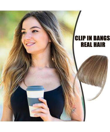 Bang Clip in Hair Extensions Human Hair Bangs Extensions | Natural Color Clip on Neat Bangs Hair Extension Human Hair Bangs Extensions Stylish Hair Bangs Fringe Hairpieces Light Brown - Buy Online on GoSupps.com