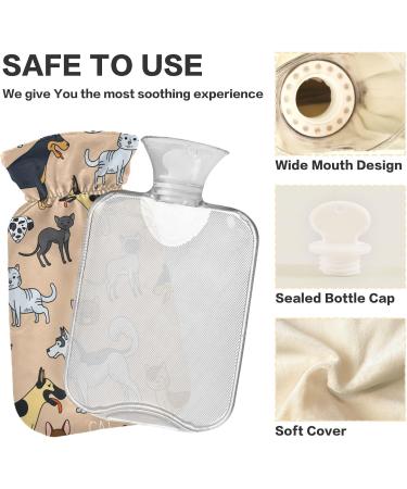 Hot Water Bottles with Cat & Dog Covers - 2L Heating Bags for Pain Relief & Hand Warmth - Buy Online on GoSupps.com