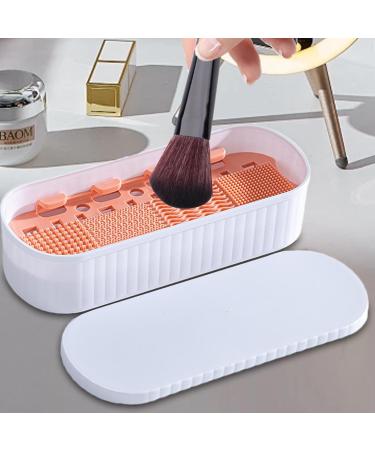 Makeup Brush Cleaner and Dryer - Makeup Sponge Cleaner Storage Box Drying Holder Dustproof Efficient Cleaning Tool Sponge Washer for Enhanced Maintenance Three Generations of White - Buy Online on GoSupps.com