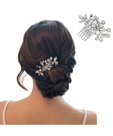 Crystal Bride Wedding Hair Comb Hair Accessories with Bridal Rhinestone Side Combs for Women and Girls