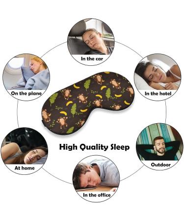 Cute Monkey and Banana Leaf Pattern Sleep Mask with Adjustable Head Strap - Comfortable Soft Eye Mask for Blissful Sleep | Blindfold Eyeshade - Buy Online on GoSupps.com
