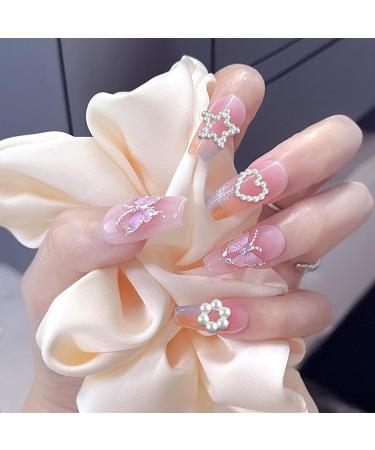 600 Pcs White Pearls 3D Nail Charms - Multi Shapes Heart Bowknot Star - Acrylic Beads for DIY Manicure & Jewelry - Buy Online on GoSupps.com