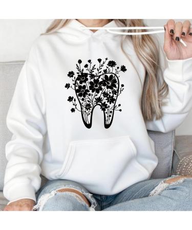 Vordaciy Florals Tooth Hoodie Dental Assistant Hoodie Dental Sweatshirts For Women Grey - Buy Online on GoSupps.com