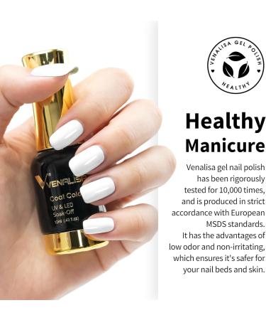 VENALISA 12ml White Gel Nail Polish | Soak Off UV LED Natural Nail Gel | DIY Manicure French Gifts 0.43 OZ - 1001-White - Buy Online on GoSupps.com