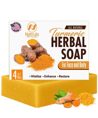 Turmeric Soap Bar for Face & Body - All Natural Turmeric Skin Soap - Turmeric Face Soap Reduces Acne Brightens Scars & Cleanses Skin - 4 Oz Turmeric Bar Soap for All Skin Types Made in USA