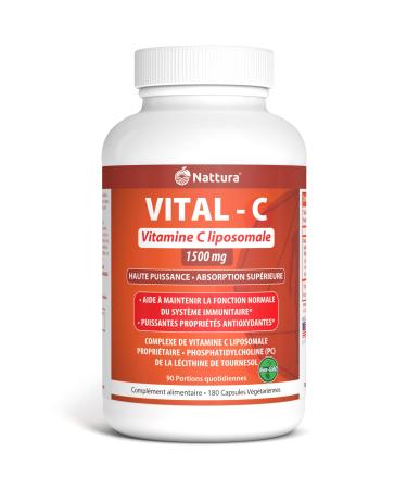 Vitamine C Liposomale 1500 mg - 180 Capsules v g tariennes - Complexe Liposomal C brevet haute puissance avec l cithine de tournesol