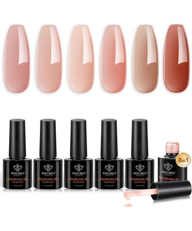 Modelones Builder Gel 6 Colors 8-in-1 Builder Nail Gel Set for Nails Hard Gel Builder Nail Strengthener Extension Gel Base Gel Builder Gel in a Bottle Nude Brown - Buy Online on GoSupps.com