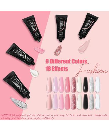 VANREESA Poly Nail Gel Kit - 9 Colors Poly Extension Nail Gel for DIY Nail Art - Perfect Gift for Women and Girls - Buy Online on GoSupps.com