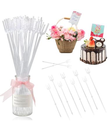 TKOnline 180 Pieces Plastic Floral Picks Transparent Fork Shape Flower Picks Card Holders for Cards  Photos  Floral Arrangement  Weddings  Parties  Home Decor(9.4 Inch and 12.2 Inch)
