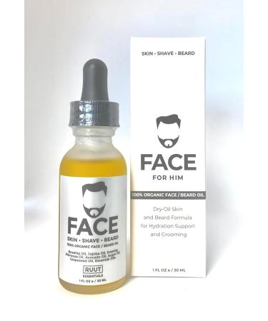 Buy Face for Him - 100% Organic Dry Beard Oil & Anti-Aging Treatment - 9 Oil Blend for Men - 1 oz. Best for Dry Itchy Beards & Pre-Shave Care - Buy Online on GoSupps.com
