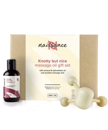 Naissance "Knotty But Nice" - sensual massage oil and wooden massage gift set for every occasion - romantic gift set for women & men - Buy Online on GoSupps.com