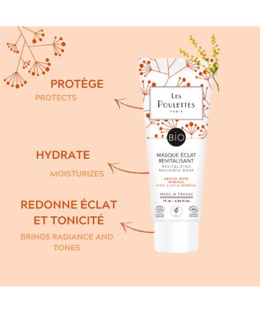 Les Poulettes - Organic certified revitalising mask for radiance pink clay and mimosa wax 75 ml face mask with clay natural ingredients made in France - Buy Online on GoSupps.com
