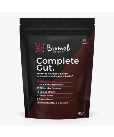 Biomel Complete Gut - Belgian Chocolate - Advanced Gut Health - 450g/30 Servings - Vegan Friendly - Gluten Free - Delicious & Effective