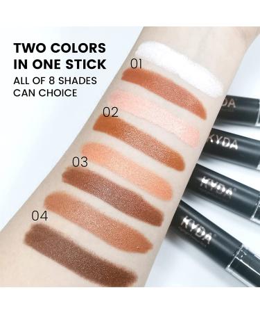 KYDA 8 Colors Highlight Concealer Contour Stick - 2 in 1 Body and Face Makeup Set - Contouring and Highlighting Cream Pen - 4 Pcs - Buy Online on GoSupps.com