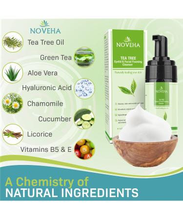 Noheva Tea Tree Oil Foaming Cleanser for Eyelash & Lid Irritations | Organic Ingredients for Stye Eyes & Dryness | All Skin Types | 100ml (Pack of 2) - Buy Online on GoSupps.com