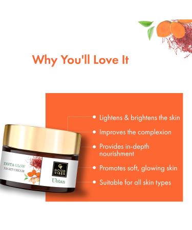 Good Vibes Ubtan Night Cream | Saffron Turmeric & Vitamin B3 | Hydrating Overnight Moisturizer | Paraben & Sulfate Free | 1.76 Oz / 50ml - Buy Online on GoSupps.com