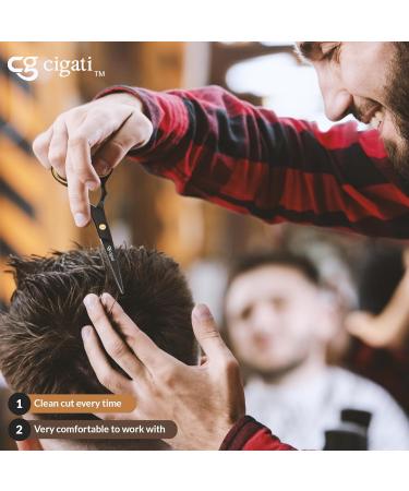 Cigati Hairdressing Scissors with Comb | 6.5 Inch Hair Scissors Stainless Steel Razor Edge Blades | Barber Scissors Professional Salons Hair Cutting Shears for Men Women & Children (Black 6.5 inch) 6.5 inch Black Scissor With Comb - Buy Online on GoSupps.com