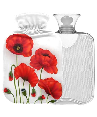 NAANLE hot water bottle with cover Flower People's People's Blum Transparent hot water bottle 2l Large hot hot water bottle for menstrual cramps pain relief handfoot heat and cold therapy