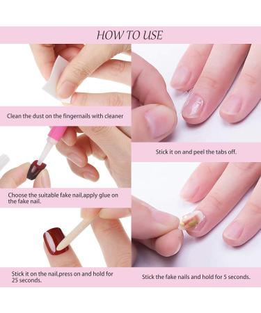Kalolary 144PCs False Nails Set - Full Finger Acrylic Artificial Nails with Glue Stickers for Women & Girls | Nail Art DIY Decoration - Buy Online on GoSupps.com