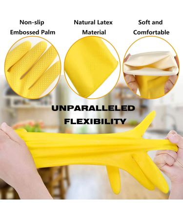 Waterproof Rubber Gloves - 4 Pairs of Reusable Cleaning Gloves for Dishwashing Kitchen Cleaning Working Painting Gardening in Blue Yellow Orange and Red colors(Large size) - Buy Online on GoSupps.com