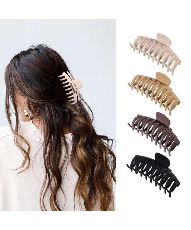 4 Pcs Large Hair Claw Clips for Thick Curly Hair - Strong Hold Matte Finish - Neutral Hair Accessories for Women - Buy Online on GoSupps.com