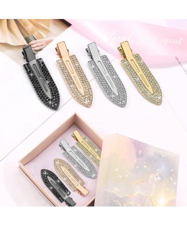Rhinestone No Crease Hair Clips - 8 Pcs Bling Diamond Metal Pins for Styling Bangs/Waves - Non-Dent Alligator Barrettes for Women and Girls - Buy Online on GoSupps.com