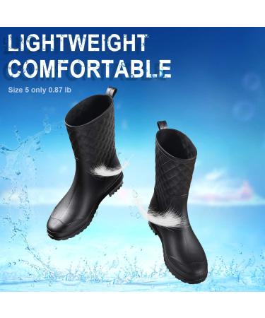 Women's Black Waterproof Mid Calf Rain Boots - Lightweight & Fashionable - Buy Online on GoSupps.com
