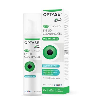 OPTASE TTO Eyelid Cleansing Gel - Tea Tree Eyelid Cleanser for Dry Eye - Preservative Free, Natural Ingredients - Eye Gel For Dry Eyes and Eyelid Irritation - Eyelid Scrub With Pro-Vitamin B5 - 1.7 oz