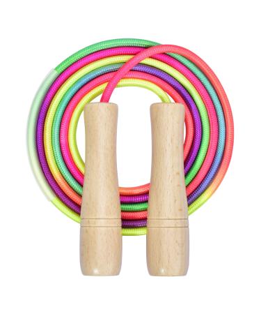 Donluhu premium jumping rope children 260cm adjustable rope jumping children with wooden handle and cotton rope fitness game and bone development ideal as a gift for boys and girls
