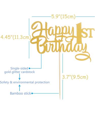Happy 1st Birthday Cake Topper - Gold Glitter Baby One Birthday Cake Topper Girl Boy One Year Old Birthday Party Decoration First Birthday/Anniversary Party Cake Deciration Supplies 1gold - Buy Online on GoSupps.com