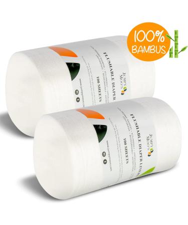 JM Baby Diaper Inserts - 100% Biodegradable Bamboo Cloth Diaper Insert Fragrance & Chlorine Free 2-Pack (100 Sheets) - Buy Online on GoSupps.com