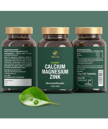 Buy Vitaciv Calcium Magnesium Zinc Tablets - High-Dose Mineral Complex for Bones Muscles Skin & Hair | Vegan | 100 Pieces | High Bioavailability - Buy Online on GoSupps.com