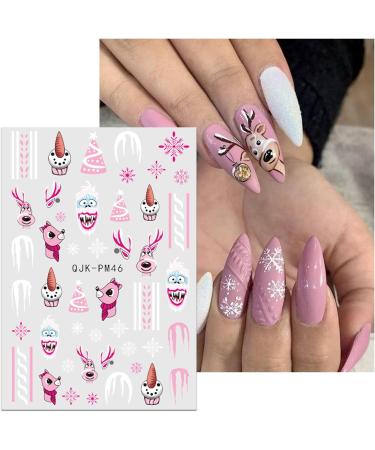 Christmas Nail Stickers 9 Sheets Self-Adhesive Nail Decal Pink Nail Art Decoration Design Supplies - Buy Online on GoSupps.com
