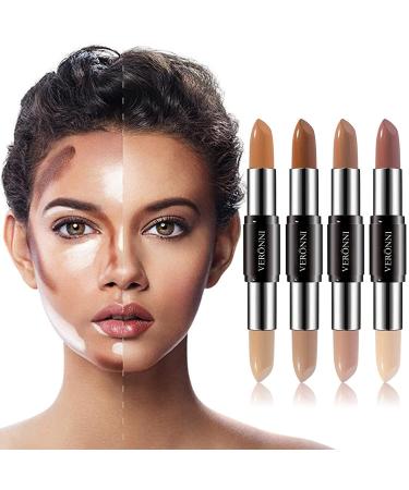 8 Colors Contour Stick Double Head Facial Repair Bronzer Highlight Concealer Cruelty Free Makeup 2 in 1 Body 3D Shading Stick Foundation Cream Pen  4pcs Set