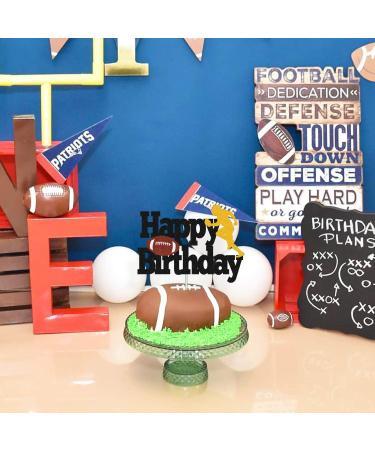 Football Cake Topper Rugby Ball Happy Birthday Cake Decorations for Man Kids Boy Girl Sport Game Day Super Bowl Touchdown Themed Party Supplies Black Sparkle Decor - Buy Online on GoSupps.com