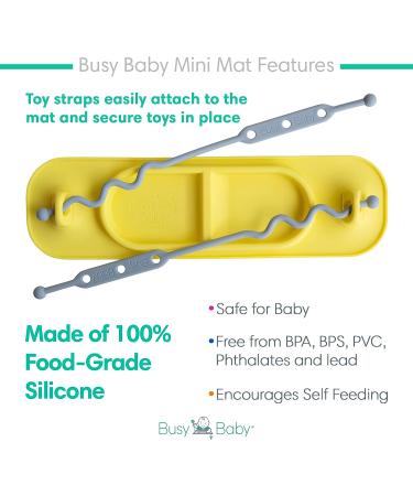 Busy Baby Mat | Mini Silicone Placemat with Toys Tethers | Dishwasher Safe & BPA Free | Includes Travel Sleeve | Pewter - Buy Online on GoSupps.com