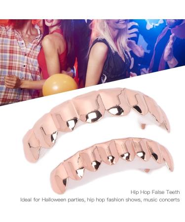 Alloy Hip Hop False Teeth Set - Upper & Lower Rose Gold Teeth for Halloween Parties & Fashion Shows - Buy Online on GoSupps.com