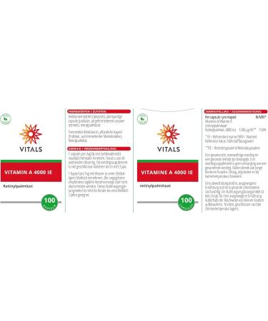 Buy Vitals Vitamin A 4000 IU - 100 Vegan Capsules | High Dosage 1200 mcg Retinyl Palmitate | International Shipping - Buy Online on GoSupps.com