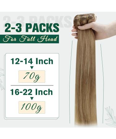 Runatur Real Hair Extensions - Brown Highlights & Blonde #10/16 | 40cm Human Hair Sew-in 100g Straight - Buy Online on GoSupps.com