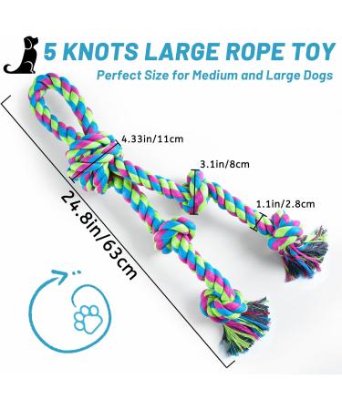 Aitmexcn Dog Toy Rope for Large Dogs | Extra Large Dental Chew Toys | 5 Knots Cotton Toy for Aggressive Chewers | XXL Dog Toys for Healthy Teeth - Buy Online on GoSupps.com