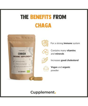 Cupplement | Chaga Capsules 60 pieces | Organic | 450 mg per capsule of the highest quality | 2 capsules per day | mushroom - Buy Online on GoSupps.com