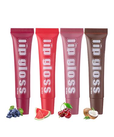 Lip Jam Fruity Flavored Moisturizing Lip Gloss | 4 Fruity Flavored Moisturizing Lip Glosses | Fruity Flavored Moisturizing Lipstick | Sheer Shiny Lip Gloss