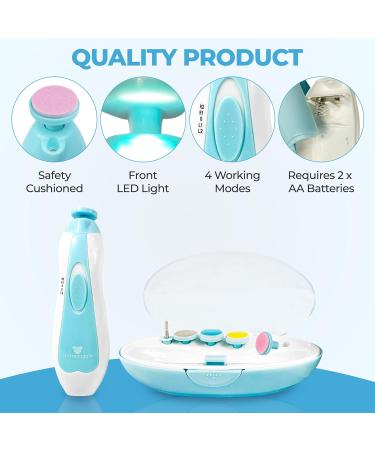 6 in 1 Baby Manicure Kit: Nail Clippers, Files, Electric & LED Care Set (Blue) - Buy Online on GoSupps.com